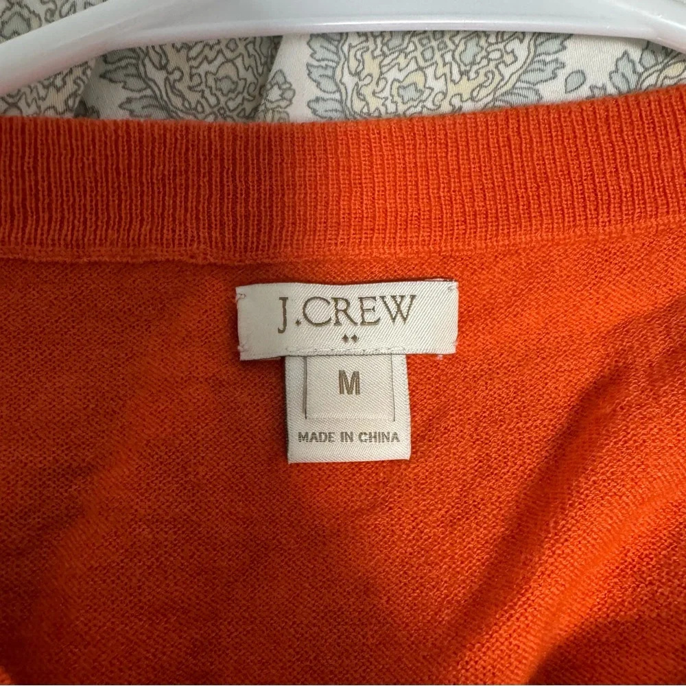 J. Crew Color-block Orange/Navy Merino Wool Crewneck Sweater M